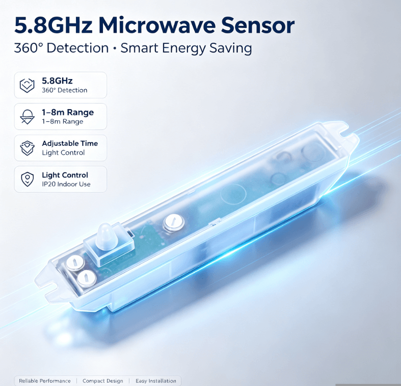 PD-MV1020 5.8GHz Mikrobølgesensor | Skjult installation, færre falske triggere til belysning
